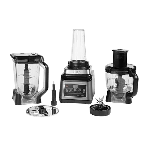 Ninja 3-in-1 Food Processor & Blender with 5 Automatic Programs: Blend, Max Blend, Chop, Mix, Puree, 1.8L Bowl, 2.1L Jug, 700ml Cup, 1200W, Dishwasher Safe Parts, Auto-iQ, Black BN800UK