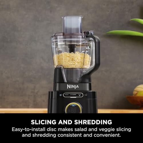Ninja 3-in-1 Detect Power Blender Processor Pro, Powerful 1200W Blender, Food Processor Bowl, Dough Blade, 1x Single Serve Cup, Jug, Make Pizza Dough, Blend, Chop & Mix, Black, TB401UK