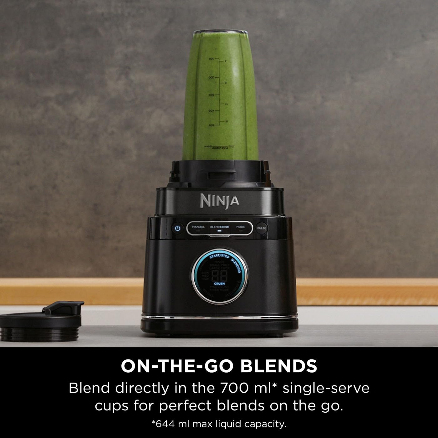 Ninja 3-in-1 Detect Power Blender Processor Pro, Powerful 1200W Blender, Food Processor Bowl, Dough Blade, 1x Single Serve Cup, Jug, Make Pizza Dough, Blend, Chop & Mix, Black, TB401UK