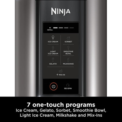 Ninja CREAMi Ice Cream Maker & Frozen Dessert Maker with 3 Tubs, 7 Programs, Makes Ice Cream, Gelato, Sorbet, Smoothie Bowl, Milkshakes and more, Black/Silver, Makes 1.4L of Ice Cream, NC300UK