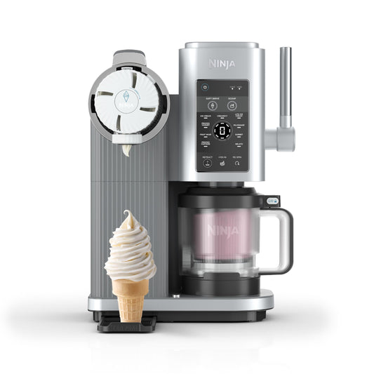 Ninja Swirl by CREAMi Soft Serve & Ice Cream Maker with 2x Tubs, 13 Functions, Makes Ice Cream, Soft Serve, Gelato, Sorbet, Milkshakes & More, Mix-In Option, Platinum Silver, NC701UK