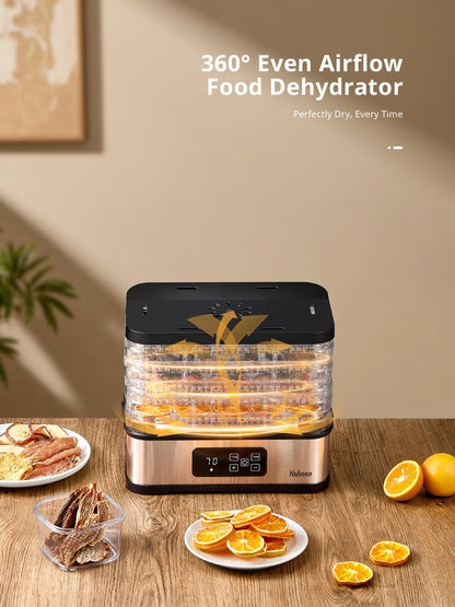 5 Tier Food Dehydrator, Compact Dehydrators and LED Display for Food and Jerky, Fruits, Veggies, 250W Dehydrated Dryer with Temperature Control, Dishwasher Safe
