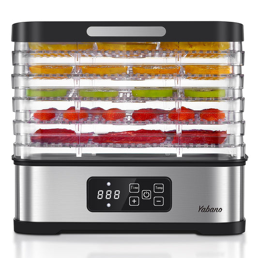 5 Tier Food Dehydrator, Compact Dehydrators and LED Display for Food and Jerky, Fruits, Veggies, 250W Dehydrated Dryer with Temperature Control, Dishwasher Safe