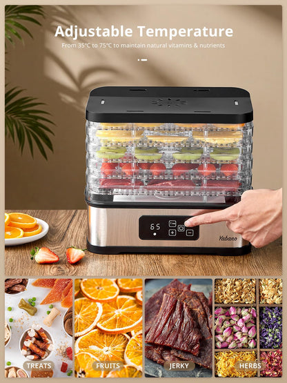 5 Tier Food Dehydrator, Compact Dehydrators and LED Display for Food and Jerky, Fruits, Veggies, 250W Dehydrated Dryer with Temperature Control, Dishwasher Safe