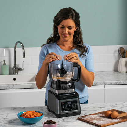 Ninja 3-in-1 Food Processor & Blender with 5 Automatic Programs: Blend, Max Blend, Chop, Mix, Puree, 1.8L Bowl, 2.1L Jug, 700ml Cup, 1200W, Dishwasher Safe Parts, Auto-iQ, Black BN800UK