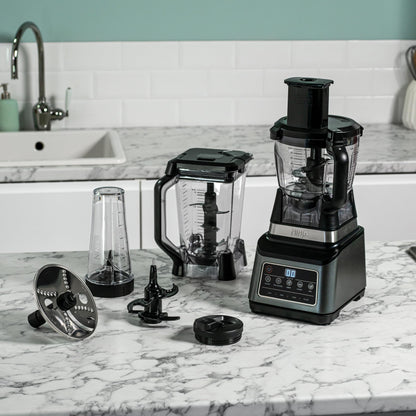 Ninja 3-in-1 Food Processor & Blender with 5 Automatic Programs: Blend, Max Blend, Chop, Mix, Puree, 1.8L Bowl, 2.1L Jug, 700ml Cup, 1200W, Dishwasher Safe Parts, Auto-iQ, Black BN800UK